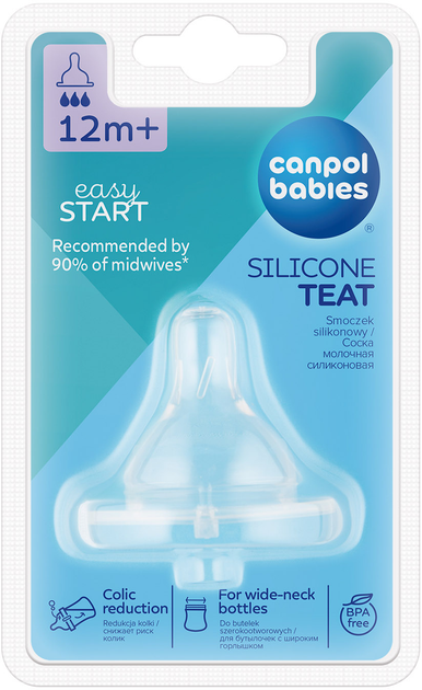 Соска силіконова для пляшечок із широкою шийкою Canpol Babies EasyStart Швидка з 12 місяців 1 шт. (21/722) - зображення 2