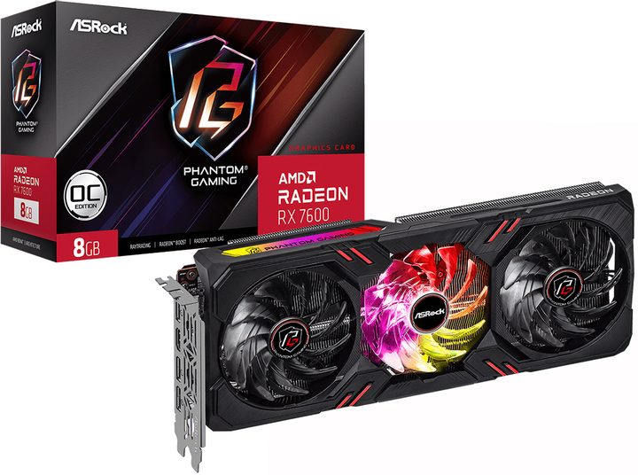 Видеокарта ASRock PCI-Ex Radeon RX 7600 Phantom Gaming OC 8GB GDDR6 (128bit) (2755/18000) (1 x HDMI, 3 x DisplayPort) (RX7600 PG 8GO) - изображение 6