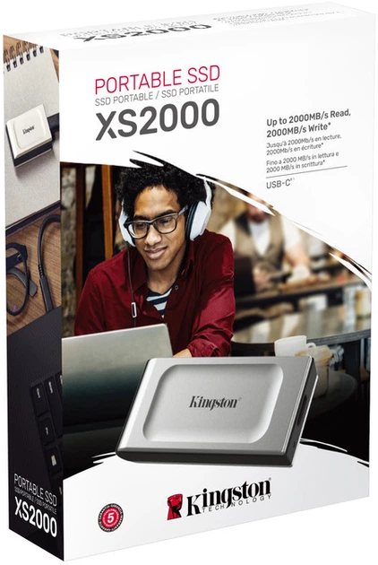 Kingston XS2000 Portable SSD 1TB USB 3.2 Gen2 (2x2) Type-C IP55 3D