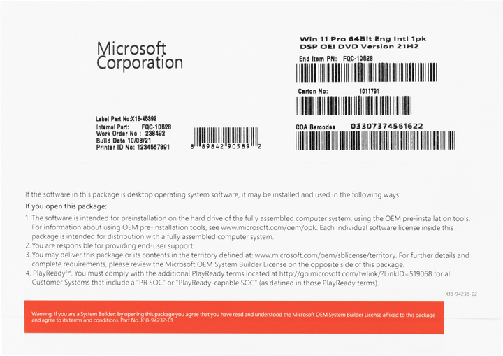 Операционная система Windows 11 Профессиональная, 64-bit, английский OEM версия для сборщиков (FQC-10528) - изображение 2