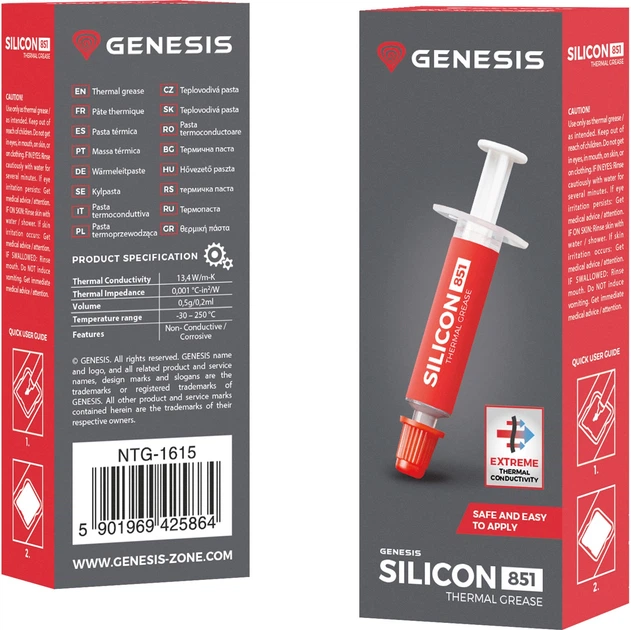 Термопаста Natec Genesis Thermal Grease Silicon 851 0.5 г (NTG-1615) - зображення 5