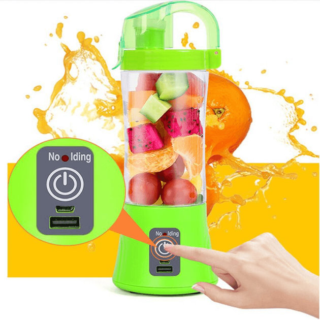 Блендер портативний Qllipin Smart Juice Cup Fruits USB фітнес-подрібнювач Зелений - зображення 3