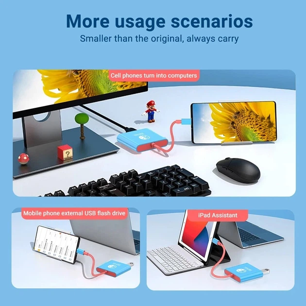 Адаптер 3в1 для Nintendo Switch/Macbook/Android/iPad/ПК (blue) - Фото 12 Адаптер 3в1 для Nintendo Switch/Macbook/Android/iPad/ПК (blue) - изображение 12
