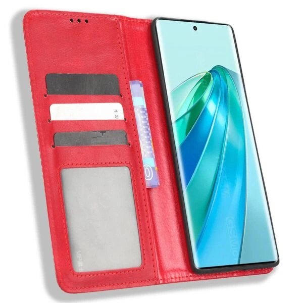 Чехол-книжка Deexe Retro Style для Honor Magic 5 Lite - Red - изображение 2
