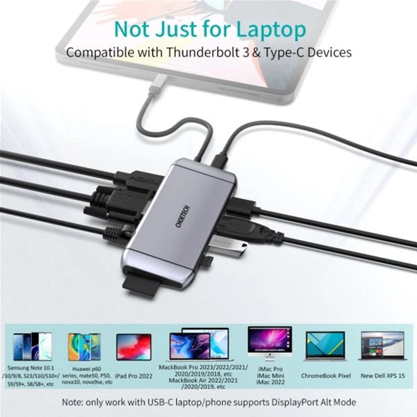 Stacja dokująca Choetech USB-C 9-w-1 (HUB-M15-GY) - obraz 4