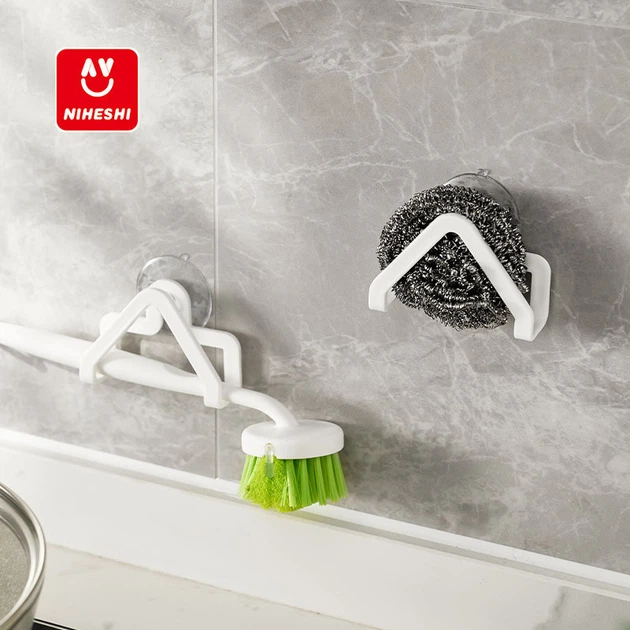 Универсальные держатели для мочалки в раковину NIHESHI Sponge Storage Rack 10435 (Белые) 2шт - изображение 6
