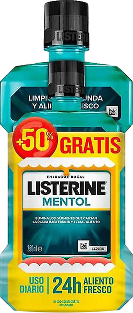 Płyn do płukania jamy ustnej Listerine Mentol Oral Rinse 500 + 250 ml (3574661118437) - obraz 1
