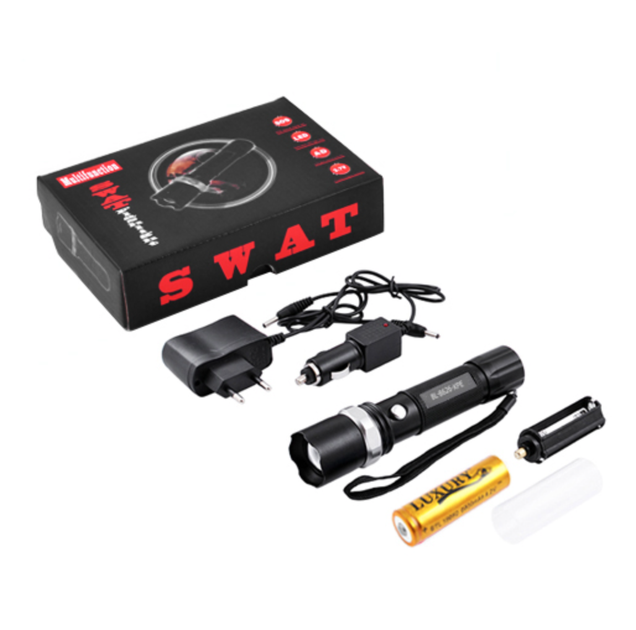 Акумуляторний ліхтар із зумом та знімним акумулятором 8626 діод XPE Black - зображення 2
