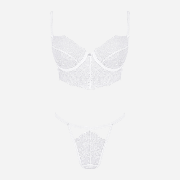 Комплект (бюстгальтер + Трусики-стрінги) Obsessive Bianelle L/XL Білий (5901688236956) - зображення 4