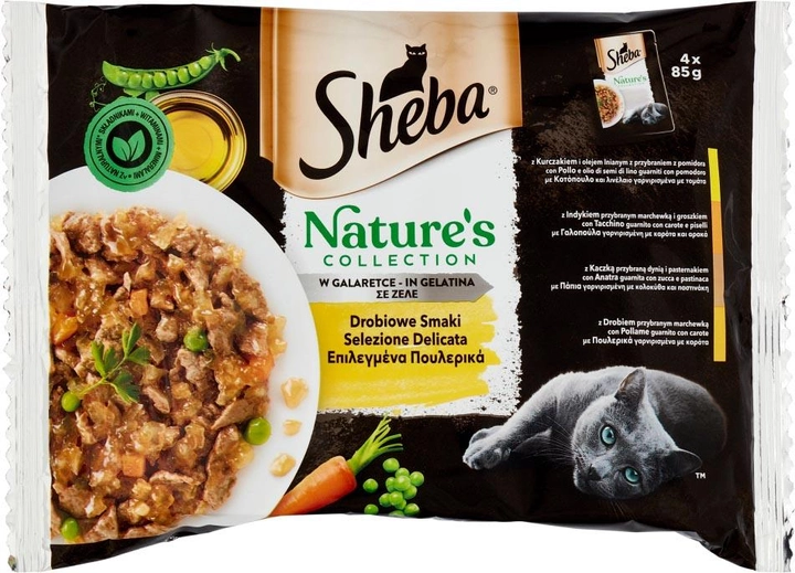Вологий корм для дорослих котів Sheba Natures паучі мікс смаків 4x85 г (4770608263287) - зображення 1