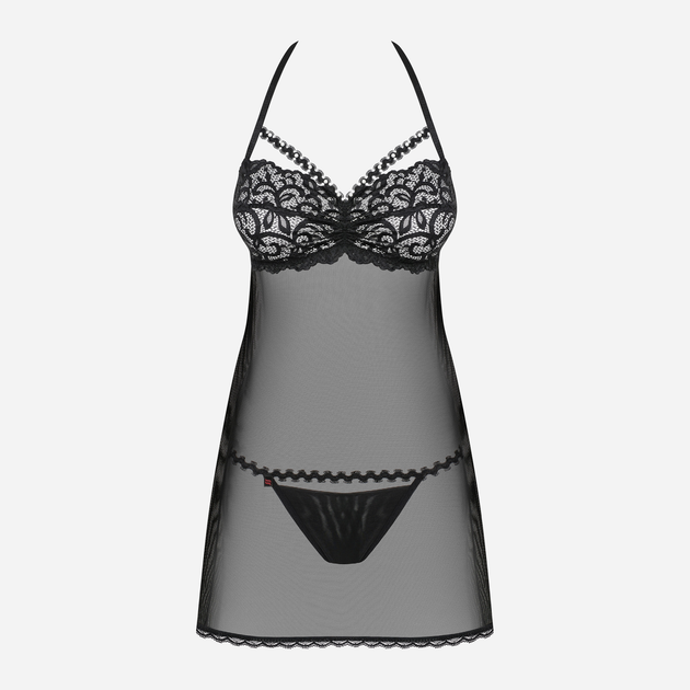 Komplet (babydoll + stringi) Obsessive Joylace S/M Czarny (5901688229231) - obraz 5