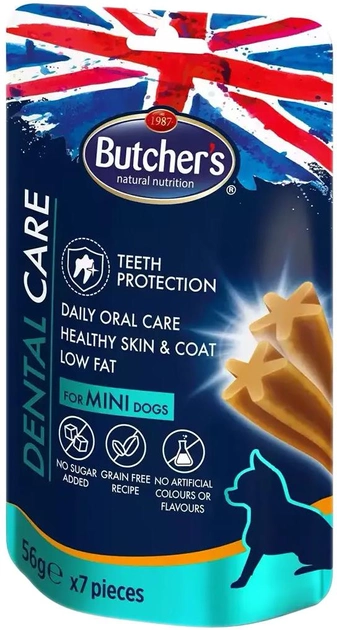 Ласощі для зубів собак маленьких порід BUTCHER'S Dental Care for mini dogs 56 g (5011792006380) - зображення 1