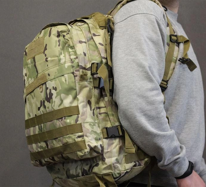 Тактический штурмовой рюкзак Tactic Raid рюкзак военный 40 литров Мультикам (601-multic) - изображение 2