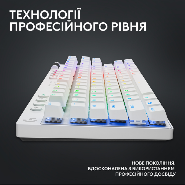 Клавіатура бездротова Logitech G PRO X TKL Lightspeed White Tactile (920-012148) - зображення 8