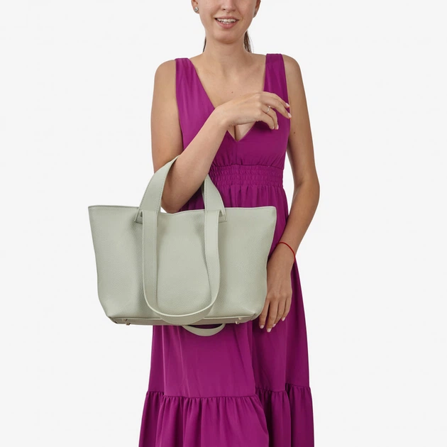 Сумка женская кожаная с двумя парами ручек шоппер средняя Regina Notte Shopper 2771 Зеленый чай - изображение 2