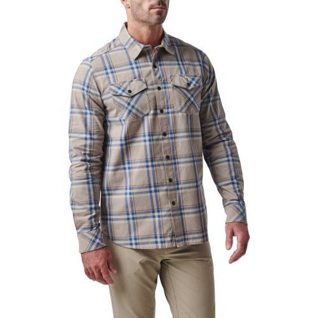 Рубашка 5.11 Tactical Gunner Plaid Long Sleeve Shirt 5.11 Tactical Badlands Tan Plaid, M (Коричнева) Тактична - зображення 2