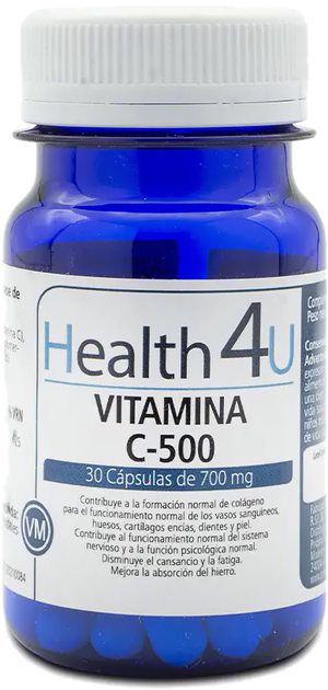 Вітаміни H4u Vitamina C-500 30 капсул De 700 мг (8436556085116) - зображення 1