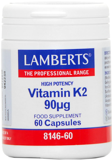 Вітаміни Lamberts Vitamina K2 90 мкг 60 капсул (5055148411404) - зображення 1
