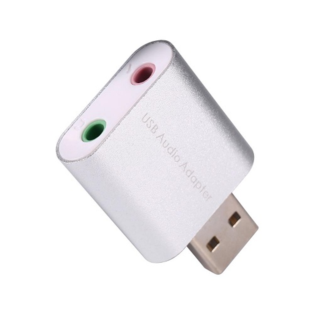 Звуковая плата Kingda B00668 USB 2 Channel mini C-Media chip RTL серебристая - изображение 3