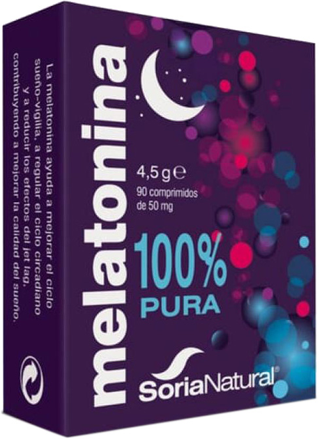 Харчова добавка Soria Melatonina 100 Pura 50 мг 90 таблеток (8422947061371) - зображення 1