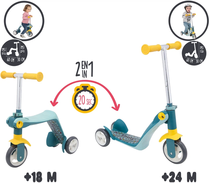 Hulajnoga dziecięca Smoby Toys trójkołowa 2w1 Szara (7600750612) - obraz 5