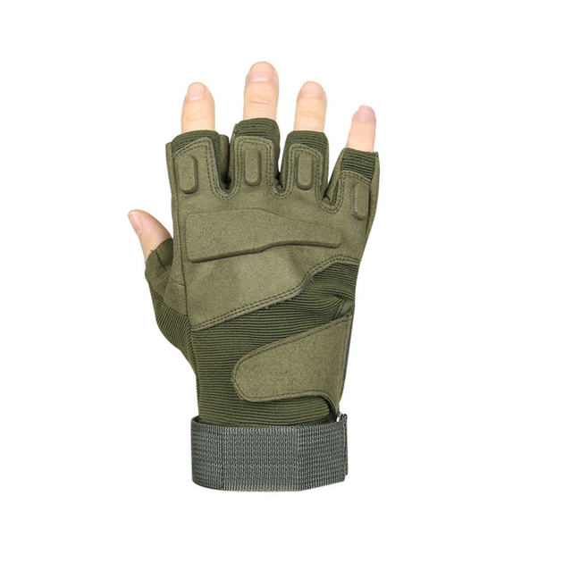 Беспалые перчатки Lesko E302 Green M без пальцев армейские военные тактические - изображение 2