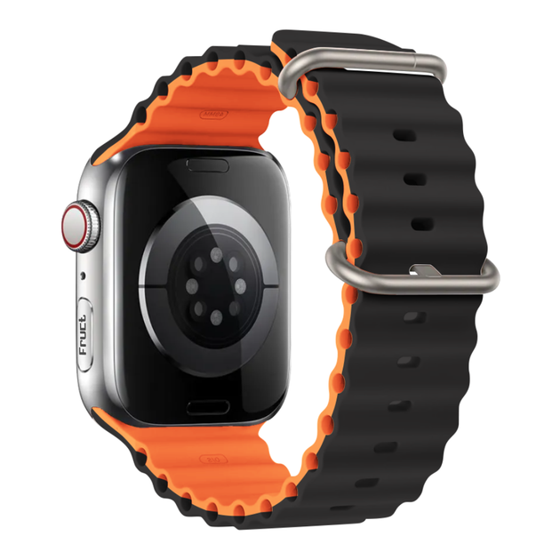 Силіконовий ремінець Fruct Ocean для Apple Watch 42/44/45/46/49 mm Black Orange - зображення 2