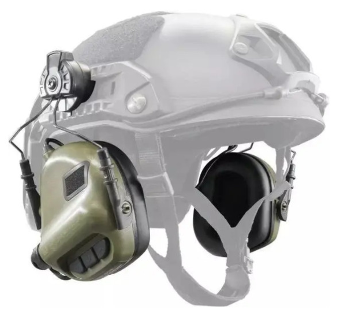 Активные наушники Earmor М32Н с гарнитурой под шлем Оливковый (Kali) - изображение 1
