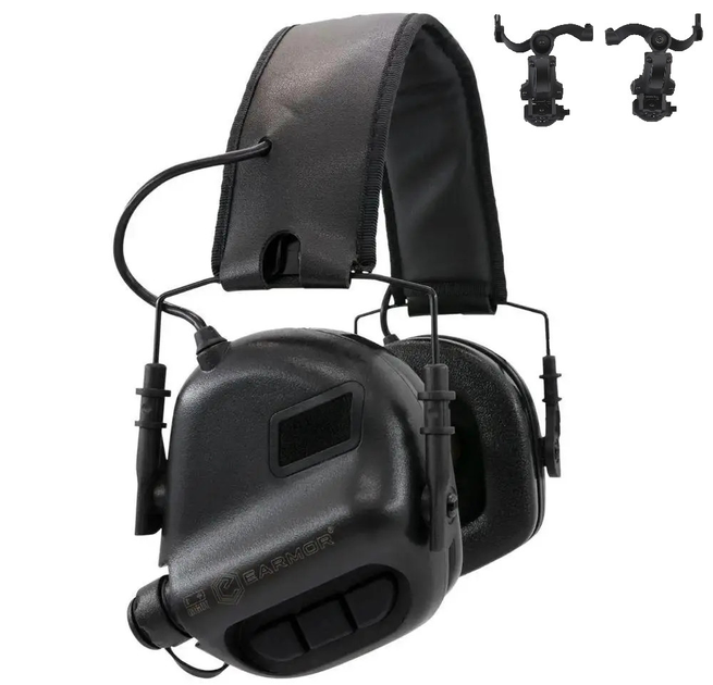 Активні навушники Earmor М32 + кріплення чебурашка OPS Core Чорний (Kali) - зображення 1
