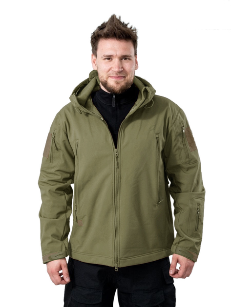 Тактична демісезонна куртка Eagle Soft Shell JA-23 на флісі Green Olive S - зображення 1