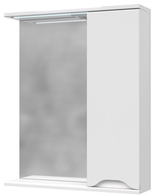Акція на Дзеркало з шафкою VAN MEBLES Амелія біле з LED підсвічуванням 70 см правобічне від Rozetka