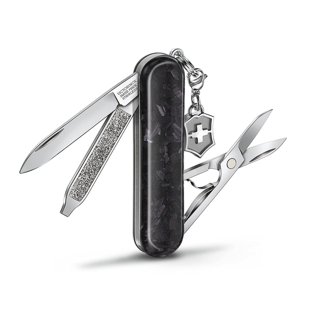 Нож Victorinox Classic Brilliant Carbon 58 мм 5 функций накладки карбон (0.6221.90) - изображение 2