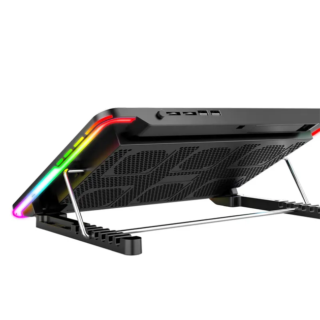 Підставка для ноутбука з охолодженням VHG F5 з RGB-підсвічуванням Laptop Cooling Pad, Red - Фото 4 Підставка для ноутбука з охолодженням VHG F5 з RGB-підсвічуванням Laptop Cooling Pad, Red - изображение 4