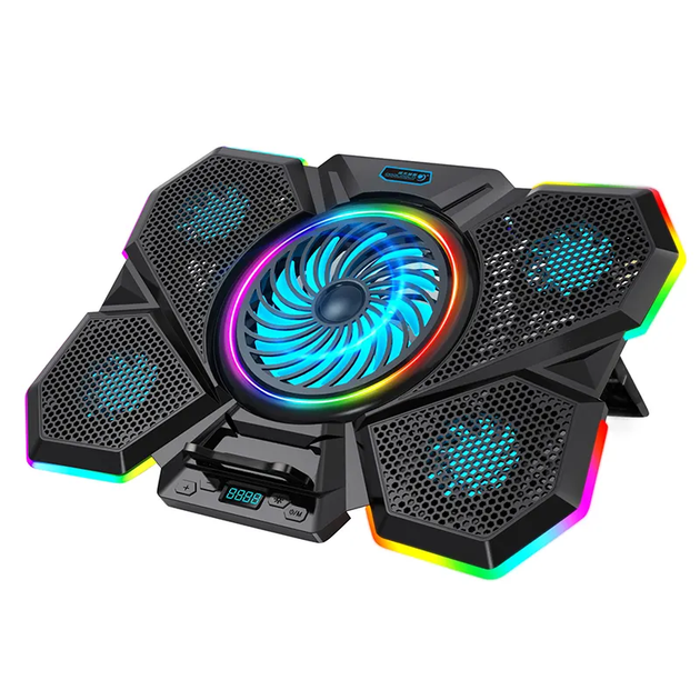 Підставка для ноутбука з охолодженням VHG F13 з RGB-підсвічуванням Laptop Cooling Pad, Blue - Фото 5 Підставка для ноутбука з охолодженням VHG F13 з RGB-підсвічуванням Laptop Cooling Pad, Blue - изображение 5