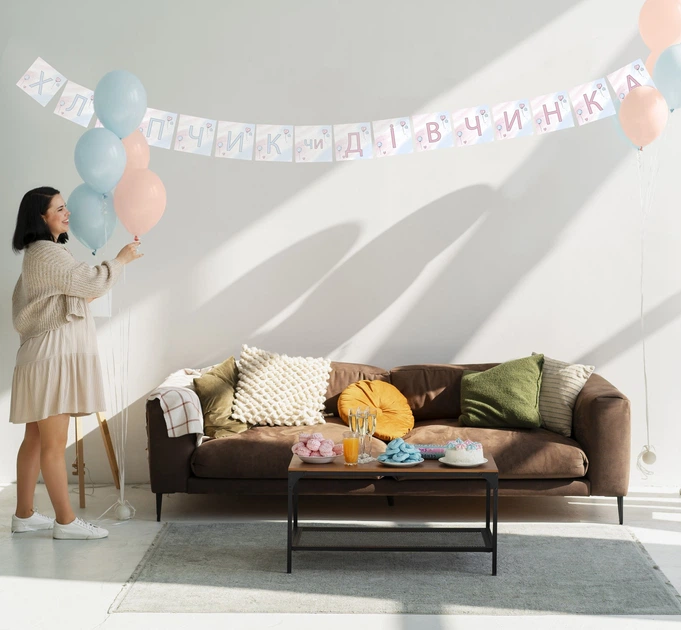 Паперова гірлянда для вечірки baby shower "Хлопчик чи дівчинка? Небо" - Фото 3 Паперова гірлянда для вечірки baby shower "Хлопчик чи дівчинка? Небо" - изображение 3
