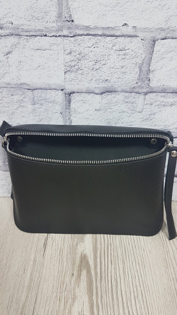 Сумка женская поясная "НЕКСТ" натуральная кожа, черная матовая под ...