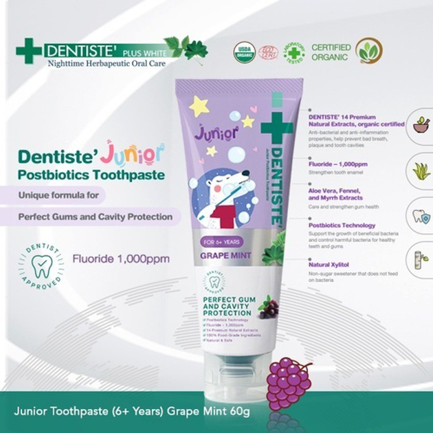 Зубная паста для подростков Dentiste Биотико-оздоровительная 14 трав со Вкусом винограда туба 60 г (9300807065464) - изображение 2