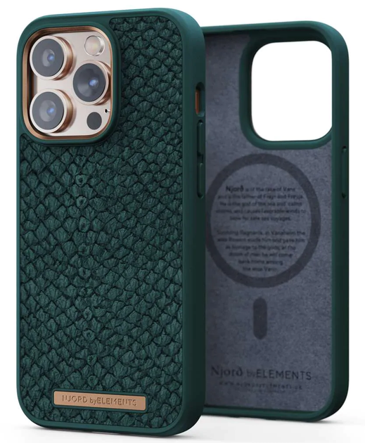 Чехол накладка Njord Salmon Leather MagSafe Case Green для iPhone 14 Pro Max (NA44SL02) - Фото 1 Чехол накладка Njord Salmon Leather MagSafe Case Green для iPhone 14 Pro Max (NA44SL02) - изображение 1