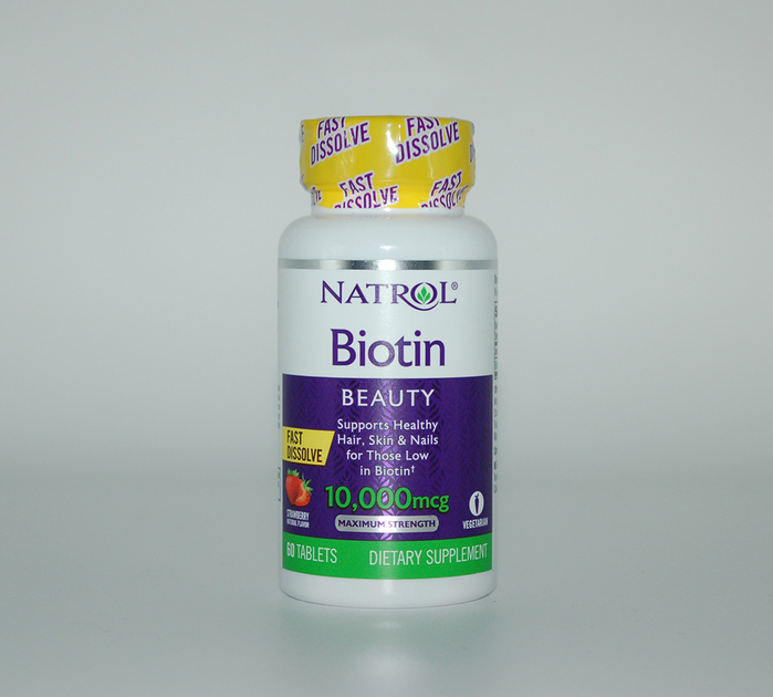 Біотин, Biotin, Natrol, полуниця, 10000 мкг, 60 таб. – фото, отзывы ...