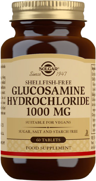 Suplement diety Solgar Glucosamine Hydrochloride 1000mg 60 tabletek (33984013117) - obraz 1