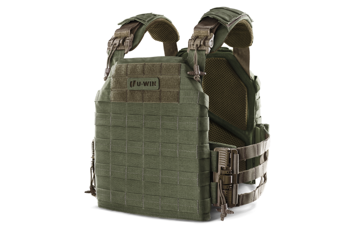 Плитоноска / тактичний жилет Plate Carrier U-WIN PRO зі швидким скиданням 260х330 зі скелетними камербандами Cordura 500 Реінджер Грін / Темна Олива - изображение 1