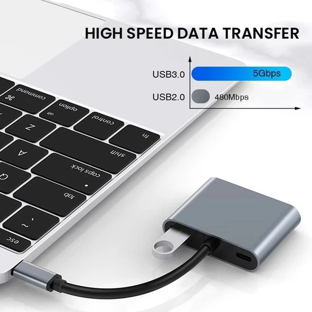 Хаб 4в1 60W (USB 3.0/ 4K HD/ Type-C/ VGA) для Macbook/Windows - изображение 4