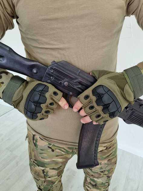 Тактические перчатки без пальцев, Койот, XL - изображение 1