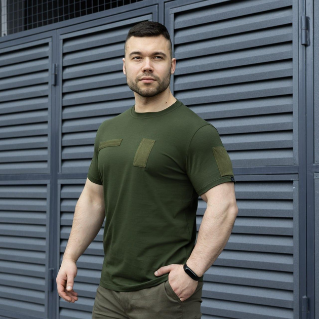 Чоловіча тактична футболка хакі під шеврони армійська XXL - зображення 1