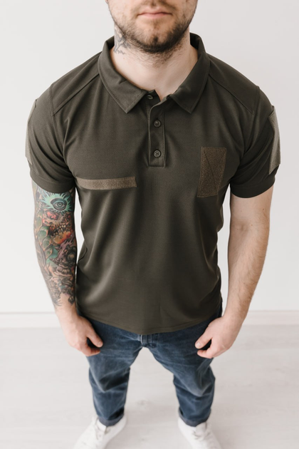 Чоловіча тактична футболка поло хакі армійська S - зображення 2
