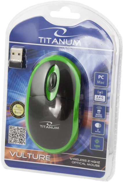Миша Esperanza Titanum TM116G Wireless Black/Green (5901299911532) - зображення 4