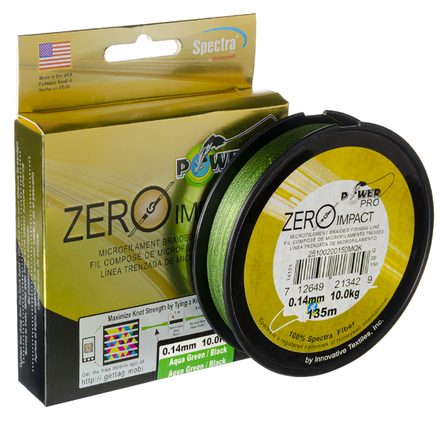 Tresse Power Pro Zero Impact 0.36mm 30kg 135m Aqua green / Black