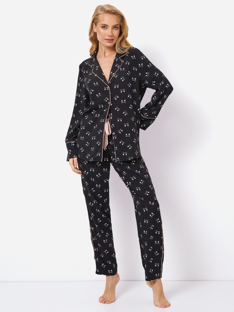 Piżama (koszula + spodnie) Aruelle Dayla pajama long XL Czarna (5905616141466) - obraz 1