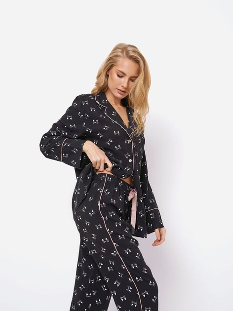 Піжама (сорочка + штани) Aruelle Dayla pajama long 2XL Чорна (5905616141473) - зображення 6