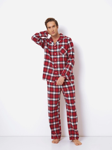 Піжама (сорочка + штани) чоловіча бавовняна Aruelle Michael pajama long XL Червона (5905616145297) - зображення 1